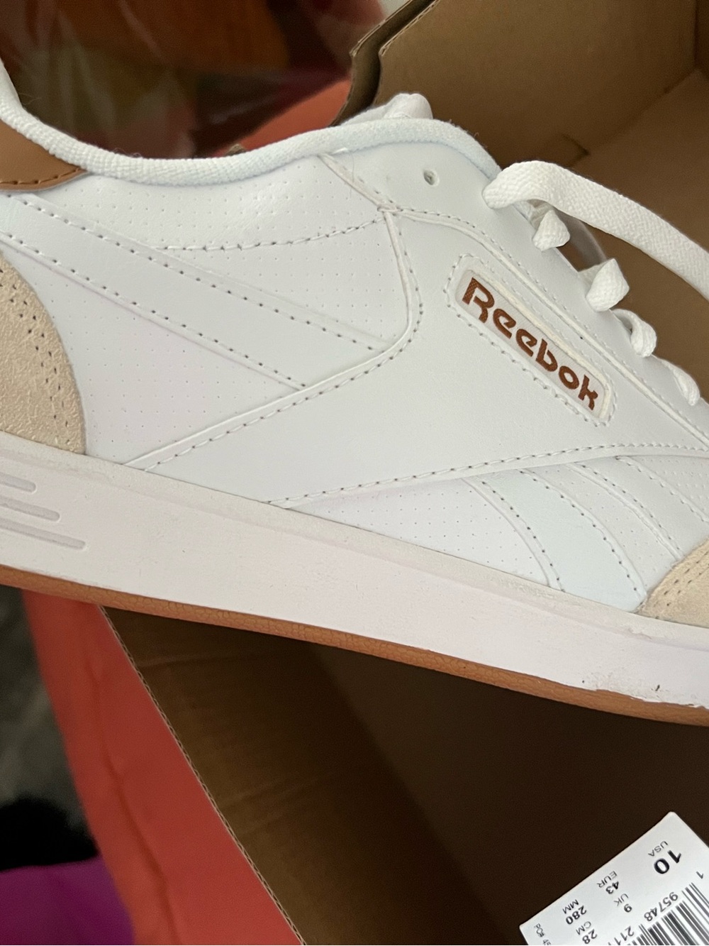 Reebok White Sneakers with Gum Sole